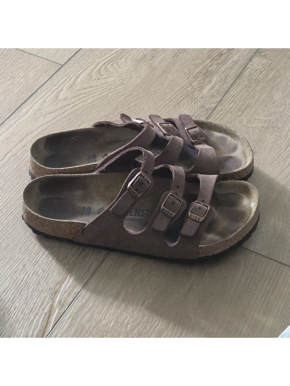 Birkenstock Florida 3 Strap Brown Leather Sandals Womens 38 7